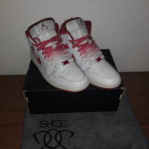 Men's SIZE 9 Nike Air Jordan 1 Mid SE White/Lobster-Dune Red-Sail w/ BOX